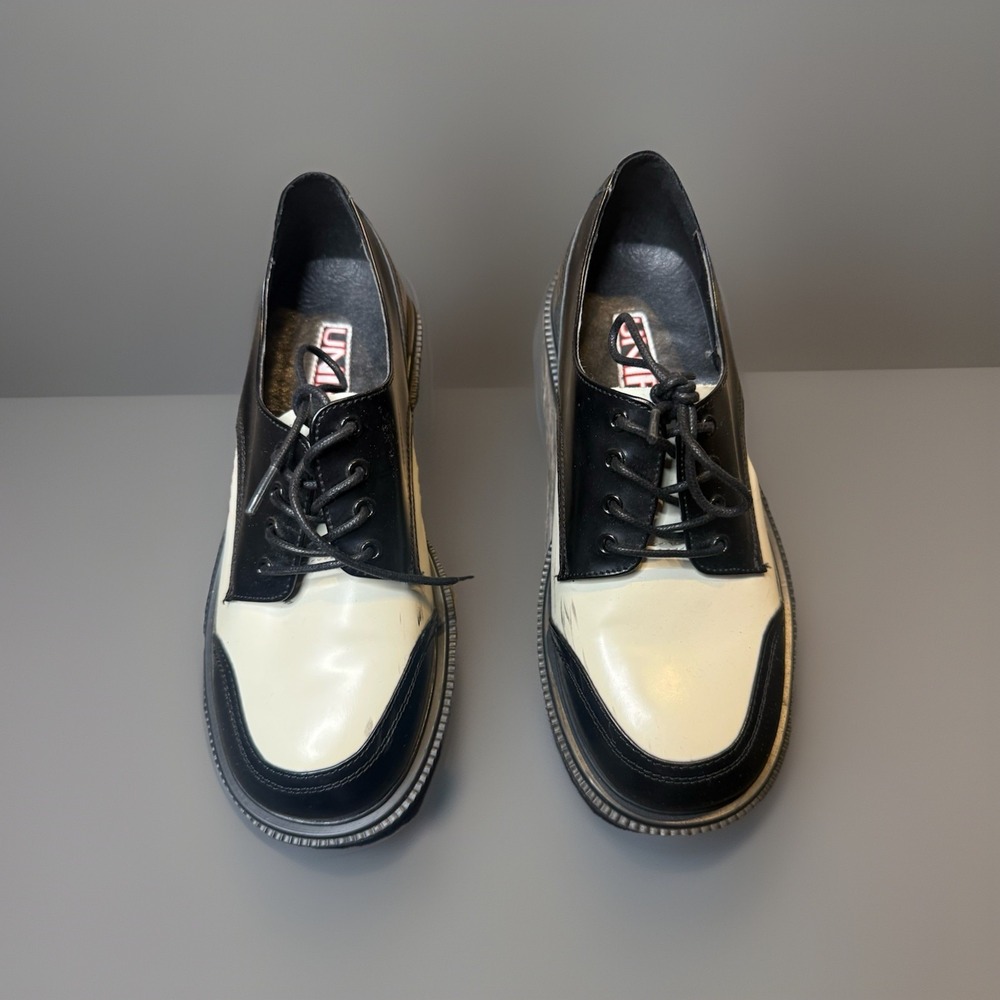 UNIF Gwen Y2K Shoe Black & White Leather Chunky Platform Oxfords Women's 8